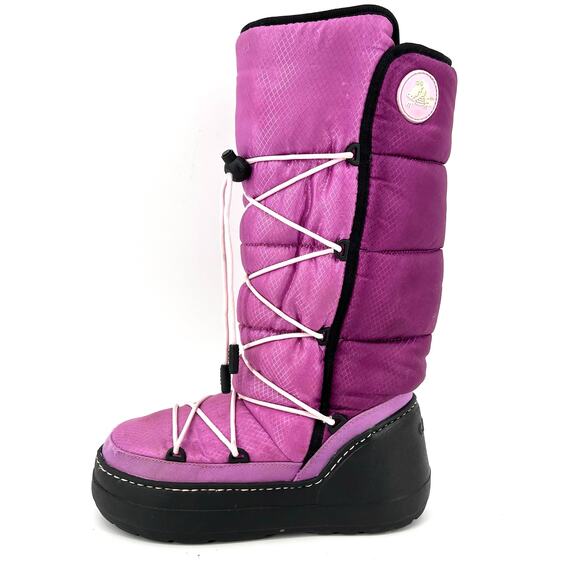 Crocs Shoes - Crocs Women's Pink Purple Insulated Tall Cosmo Moon Snow Boots (6)